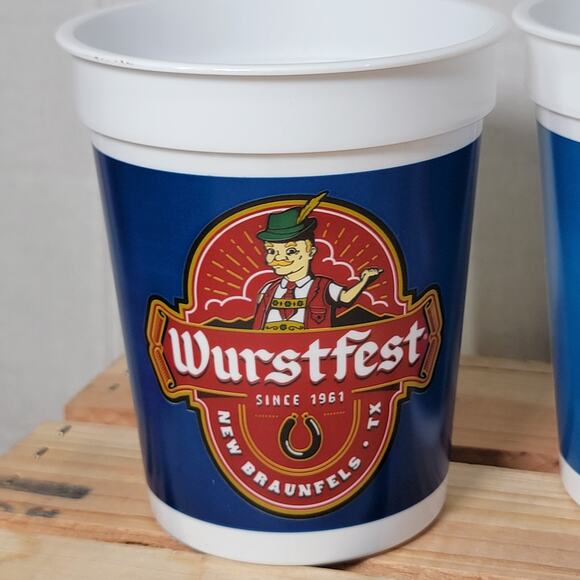 Wurstfest New Braunfels, Tx Plastic Pitcher & 3 Matching Plastic Cups - Picture 2 of 7